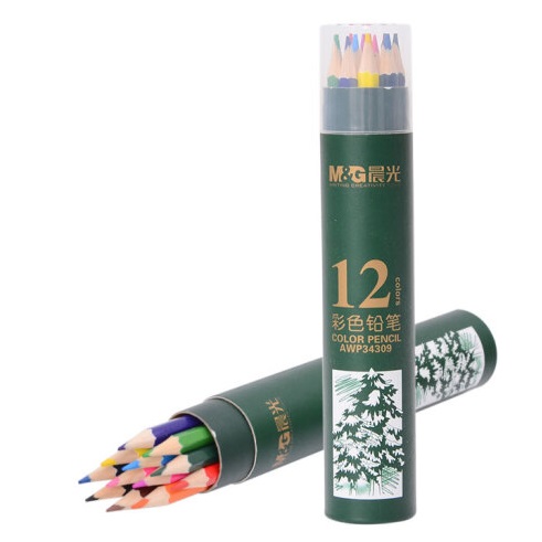 晨光 AWP34309 水溶性 彩色素描铅笔 12色筒装