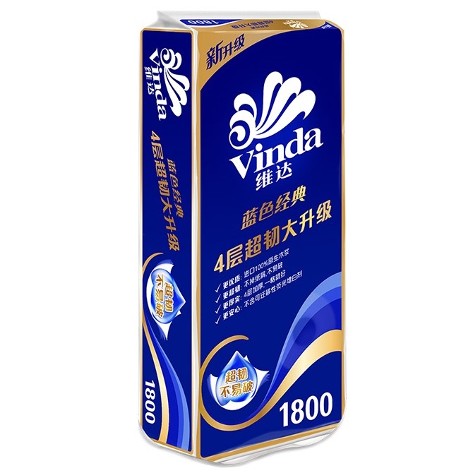 维达 V4028 蓝色 经典 四层 卫生卷纸 180克×10卷